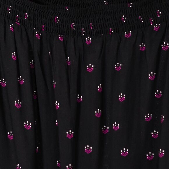 Express Women's Blouse Black Pink Floral Off Shoulder Ribbed 3/4 Sleeve Top M - Picture 5 of 9